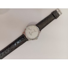 VINTAGE Mondia ανδρικό ρολόι με ασημένιο καντράν και μαύρο δερμάτινο λουράκι (VIN41)